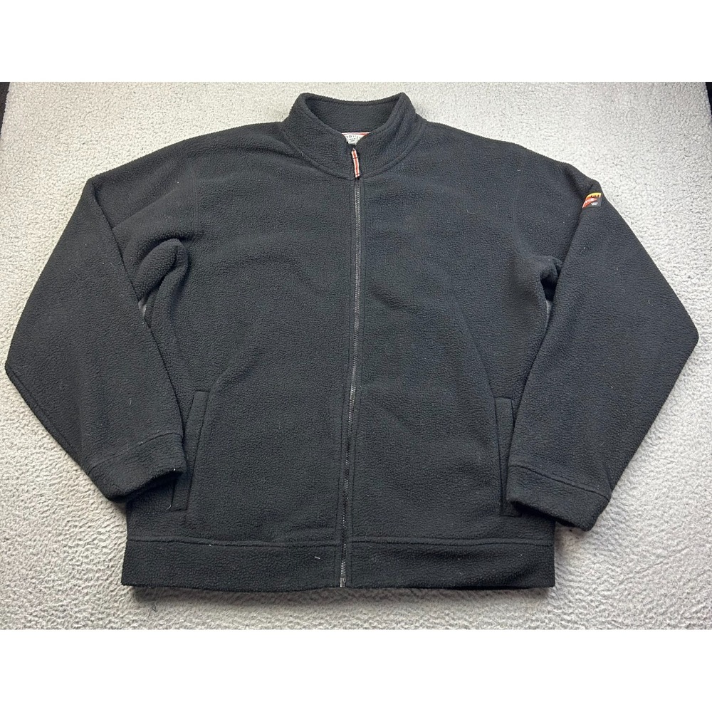 Orvis Jacket Mens Black Polar Fleece Full Zip Mock Neck Outdoor Size XL